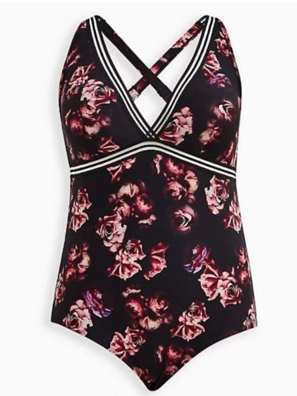 NWT Torrid One-Piece Rose Print Swimsuit with Mesh Accents 4x/26